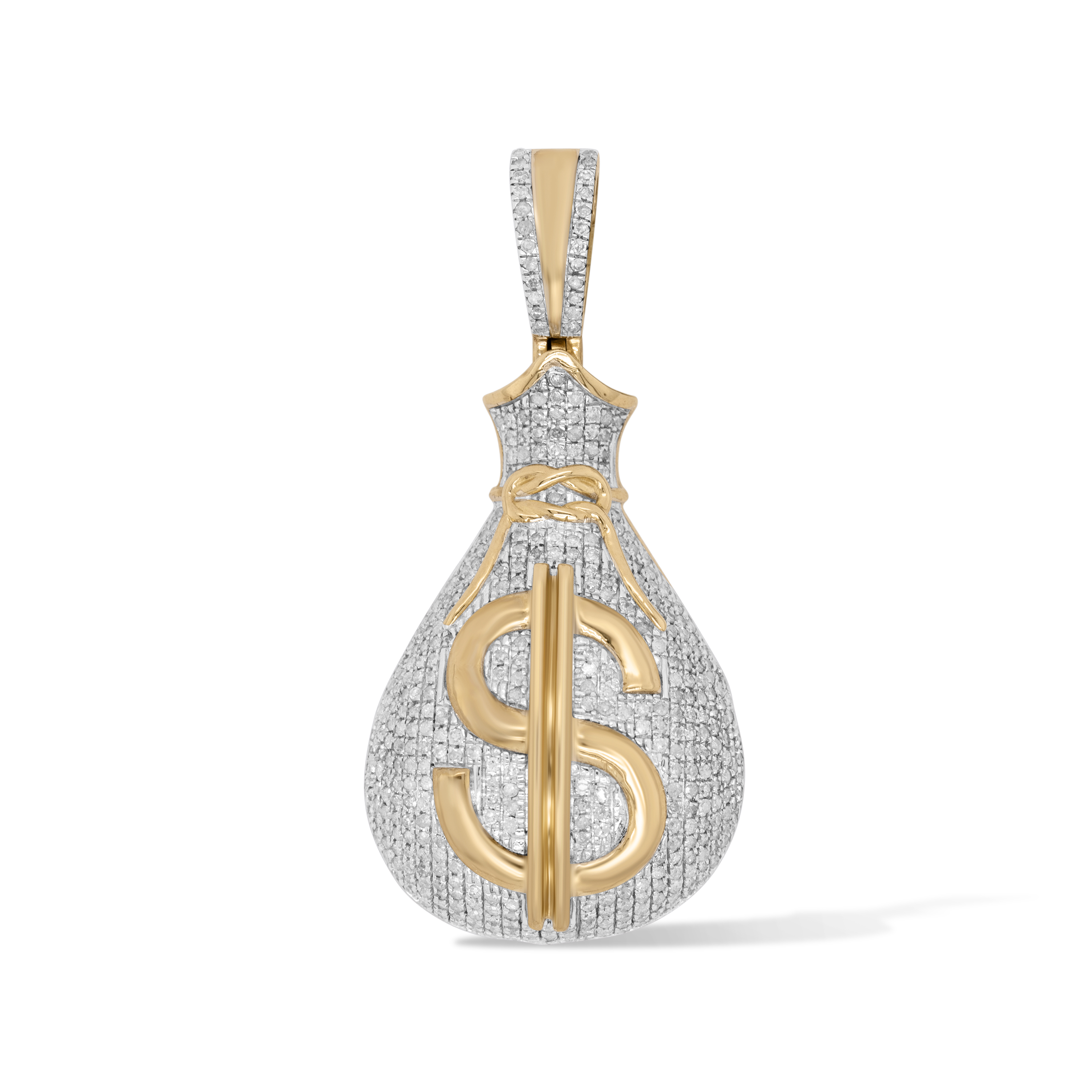 Diamond Money Bag Pendant  0.92 ct. 10K Yellow Gold